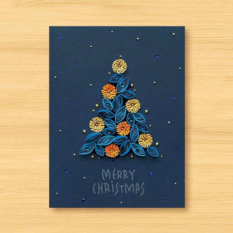 (3 types to choose) Handmade Rolled Paper Cards_Starry Sky Series-Flowers and Plants Roaming Christmas Season - Cards & Postcards - Paper Blue
