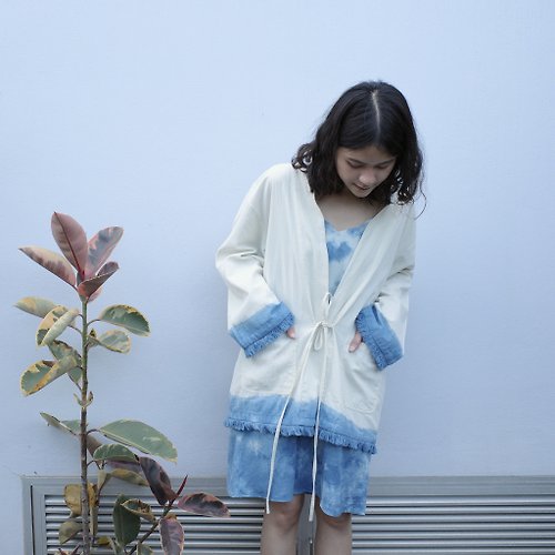 linnil linnil: kimono / outer ~ natural dye indigo cotton