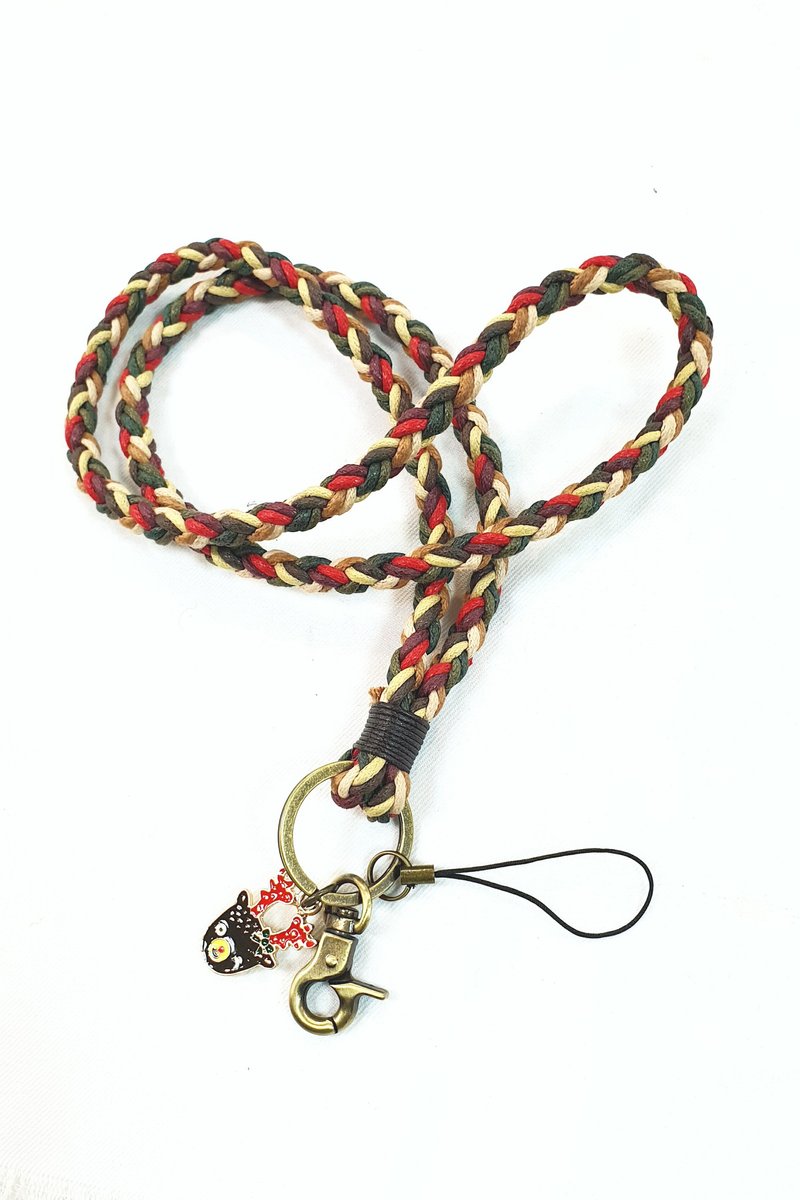 Paris*Le Bonheun. Christmas colors. (Hanging neck type A woven) Braided key ring - Lanyards & Straps - Other Materials Red