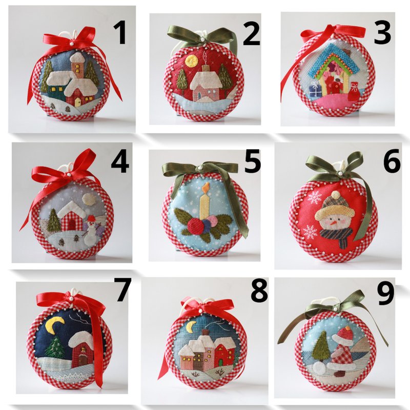 Artisanal Holiday Decor: Quilted Christmas Ornaments in Japanese Patchwork Style - อื่นๆ - วัสดุอื่นๆ หลากหลายสี