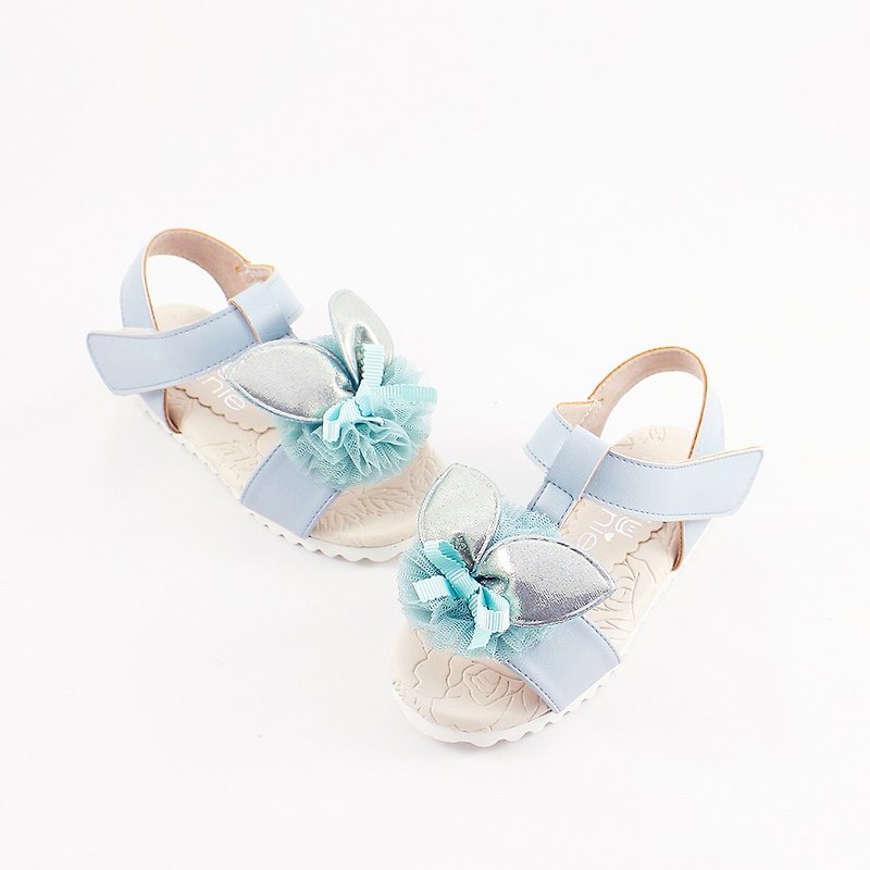 兔兔跳進花叢兒童涼鞋-艾莎藍 - 童裝鞋 - 真皮 藍色