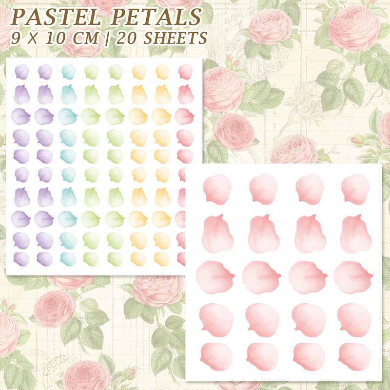 Pastel Petals Sticker 2types mix (honne market) - 貼紙 - 紙 多色