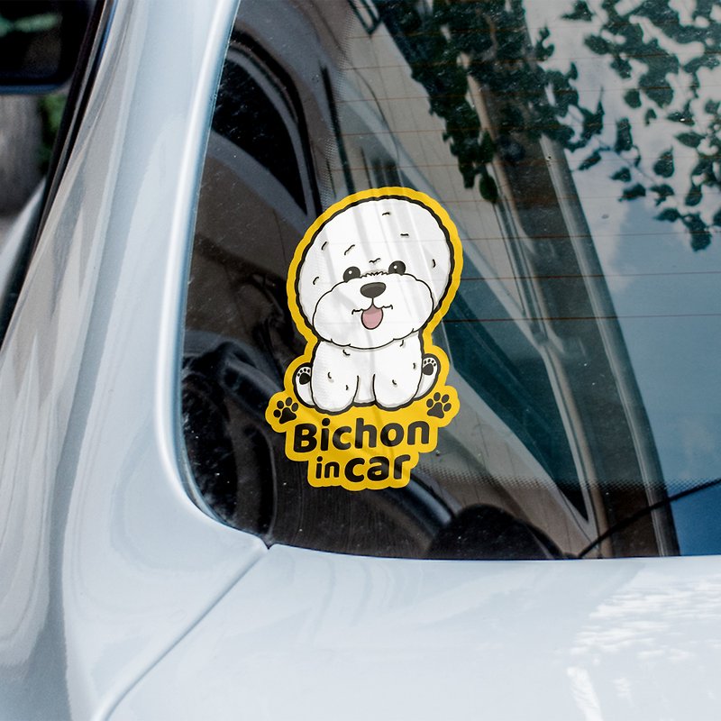 Bichon Frise Car Sticker, Cute Dog Sticks On The Inside Car Sticker - Stickers - Waterproof Material White