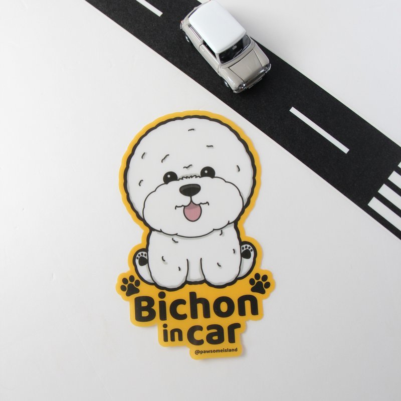 Bichon in car 比熊汽車貼紙 車內反貼 - 貼紙 - 防水材質 白色