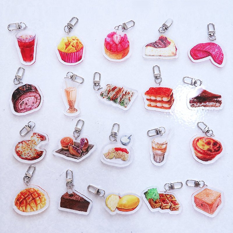 Food illustration acrylic key chain/ key ring/ key fob - Keychains - Plastic Orange