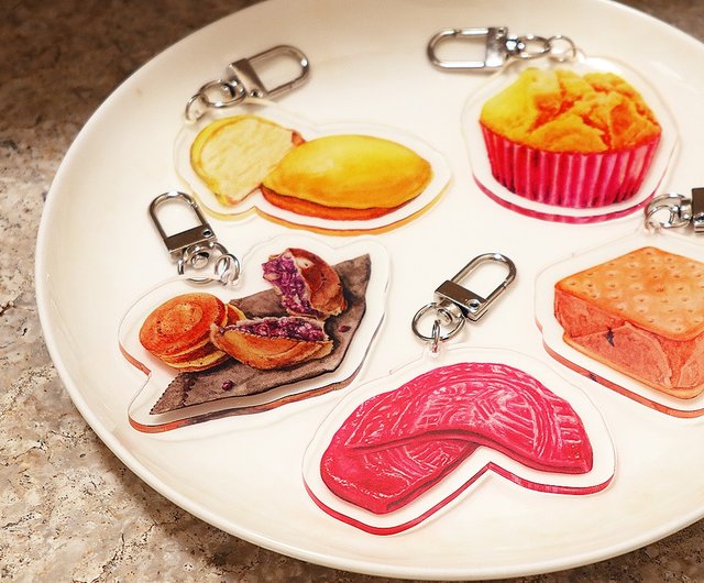 手描きグルメアクリルキーホルダー/チャーム - ショップ Sweetfish