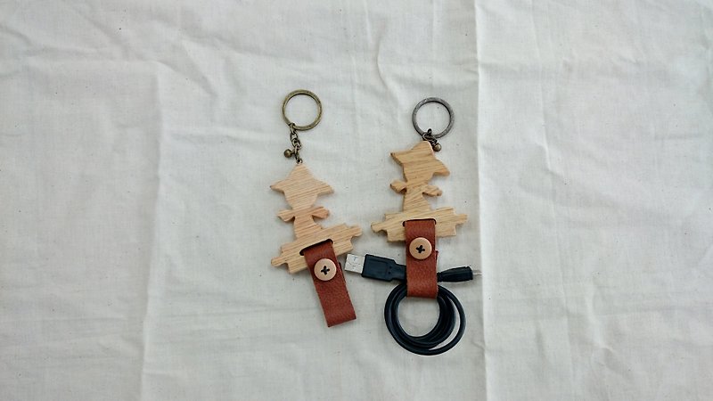 稻草人集線器鑰匙圈 - 鑰匙圈/鑰匙包 - 木頭 多色