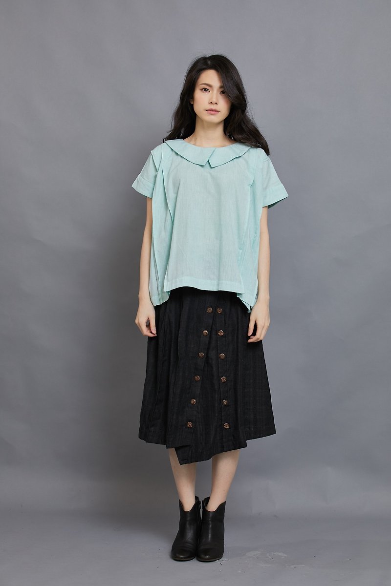 Carp Kite top-mint-fair trade - เสื้อผู้หญิง - ผ้าฝ้าย/ผ้าลินิน สีน้ำเงิน