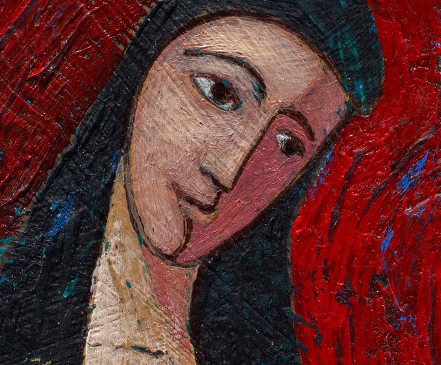 抽象画『鼻の赤い女』絵 現代美術 抽象芸術 キャンバスにアクリル絵の具 オリジナル絵画 赤いドレスの