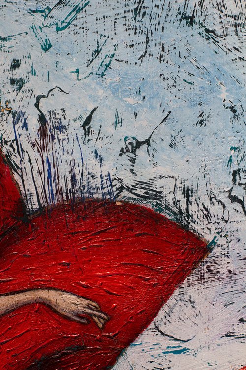 抽象芸術 キャンバスにアクリル絵の具 オリジナル絵画 赤いドレスの