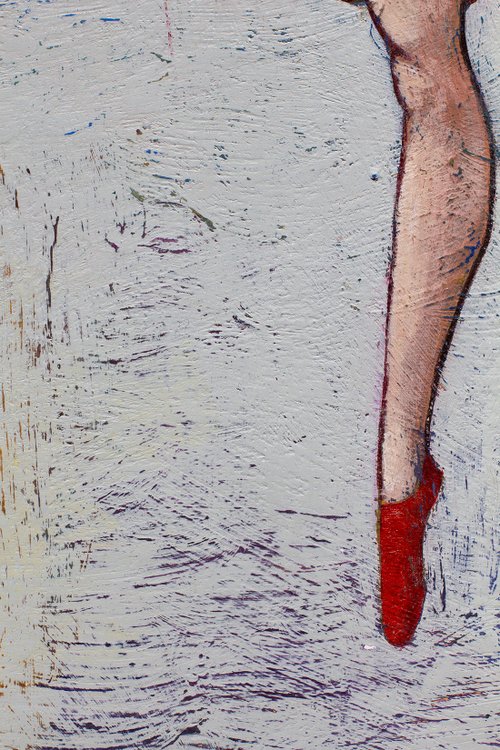 抽象芸術 キャンバスにアクリル絵の具 オリジナル絵画 赤いドレスの