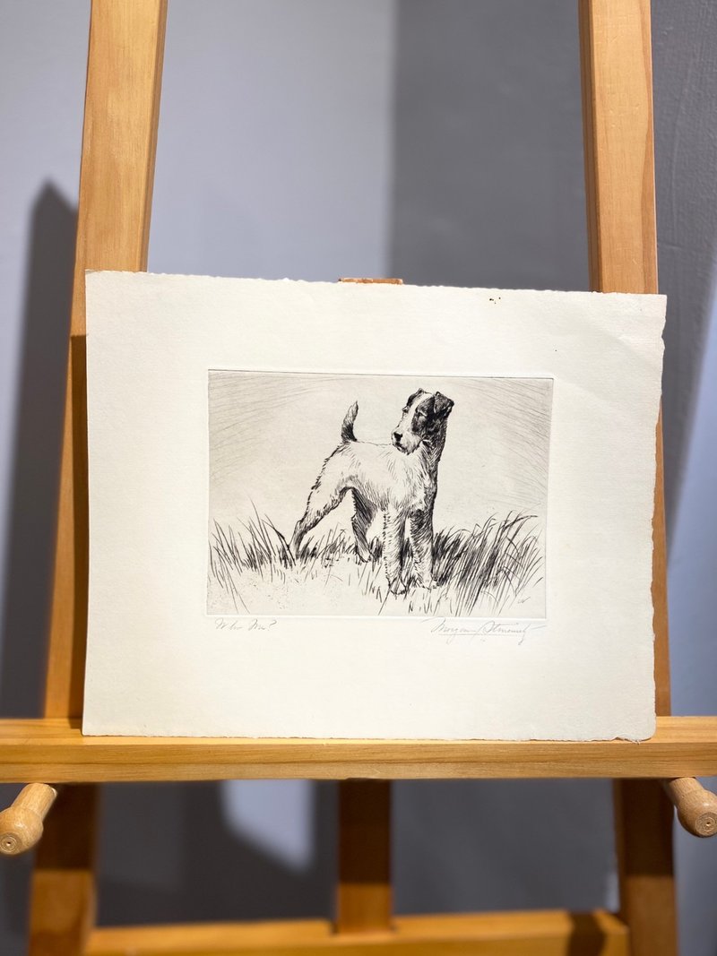 Washington DC Artist Morgan Stinemetz - Russell Terrier - Etching - Etching - โปสเตอร์ - กระดาษ ขาว