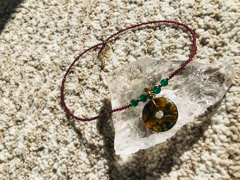 Stone Handmade Necklace with Seaweed Jade Buckle - Necklaces - Gemstone Purple