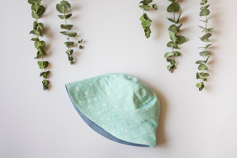 マイ·リトル·スター 手作りミントグリーンオーガニックコットン両面漁師帽子 - その他 - コットン・麻 ブルー