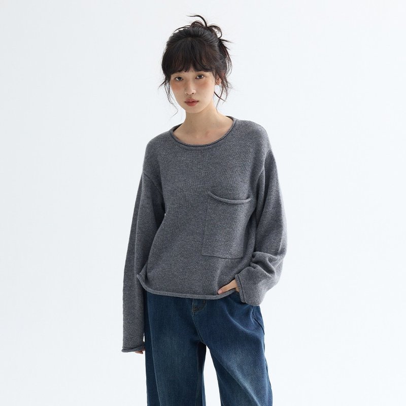 圓領羊絨混紡毛衣|針織衫|兩色|冬款|Sora-1968 - 女毛衣/針織衫 - 羊毛 多色