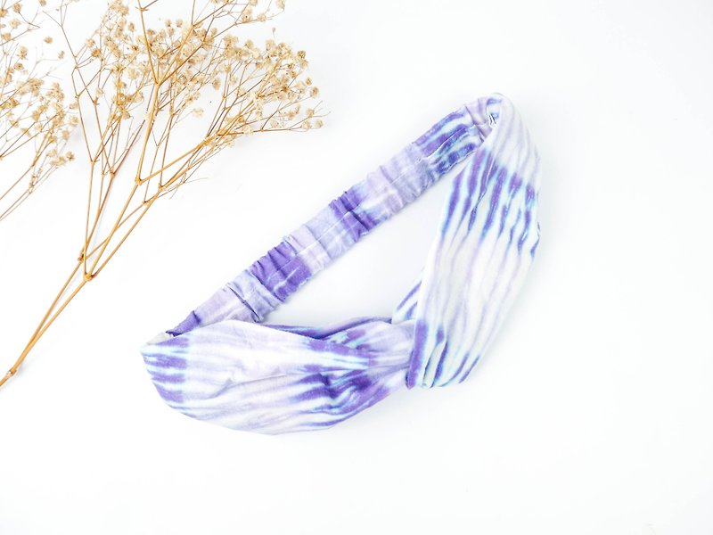 Tie-dye handmade Elastic hairband :Purple Arashi: - Hair Accessories - Cotton & Hemp Purple