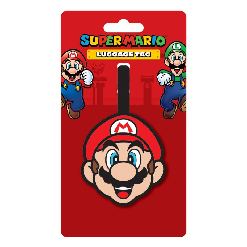 Officially Licensed Mario  Luggage Tag with Write-On Address Label - Luggage Tags - Silicone 