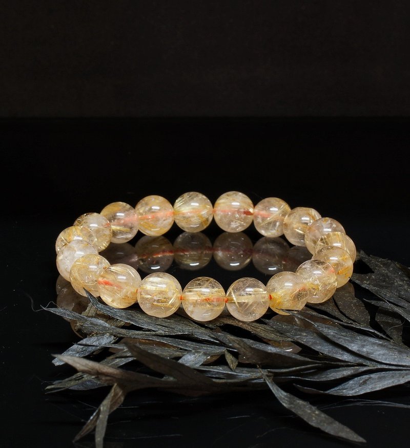 Gold Rutilated Quartz 11.8mm Bracelet - Bracelets - Crystal 