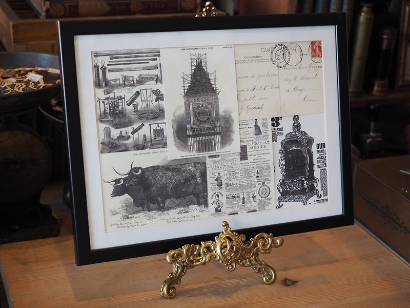 英國百年倫敦畫報復刻明信片 實木相框 - 擺飾/家飾品 - 木頭 黑色