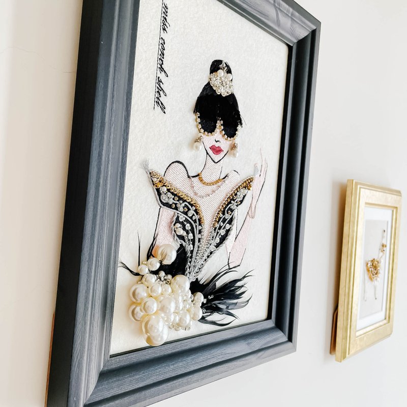 [Fashionable Diva] Ballet Dance Three-dimensional Embroidery Painting - กรอบรูป - วัสดุอื่นๆ สีดำ