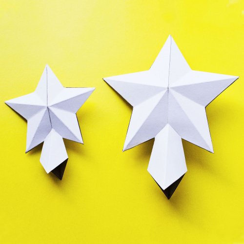 HOBBYMO DIY Paper Star Tree Topper 3D Papercraft, Printable PDF template, 5 sizes