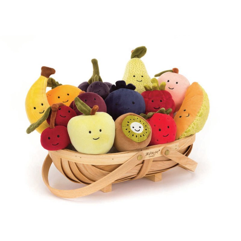 Jellycat Fabulous Fruit Basket and 3 Fruits - Stuffed Dolls & Figurines - Polyester Multicolor