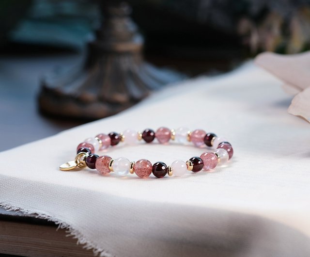 Rose Quartz Pomegranate Crystal Charm Garnet Bracelet