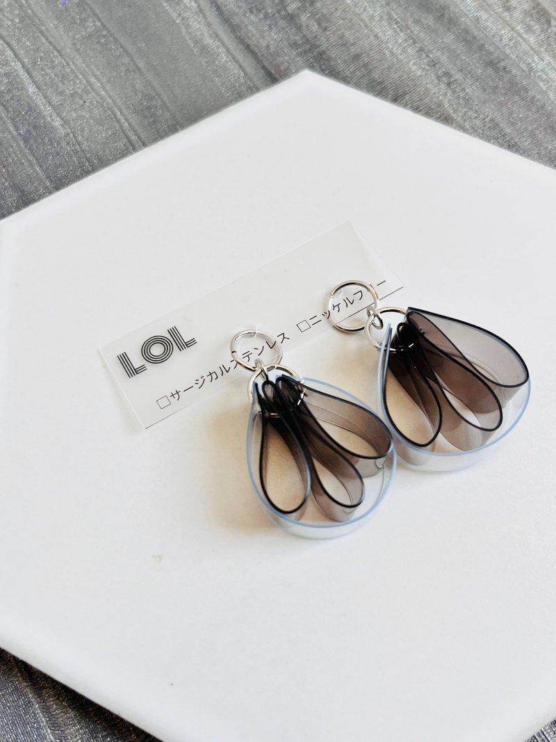 2wayパーツpvcデザインA034 - 耳環/耳夾/耳骨夾 - 其他材質 黑色