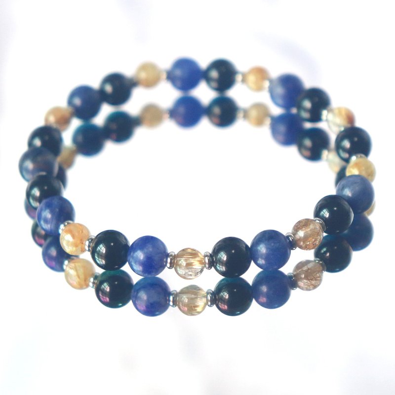 Black Tourmaline | Blue Stone| Blonde Crystal | Lucky Money | Stabilize Emotions | Relieve Stress | Eliminate Negative Energy | Crystal Bracelet - Bracelets - Crystal Multicolor