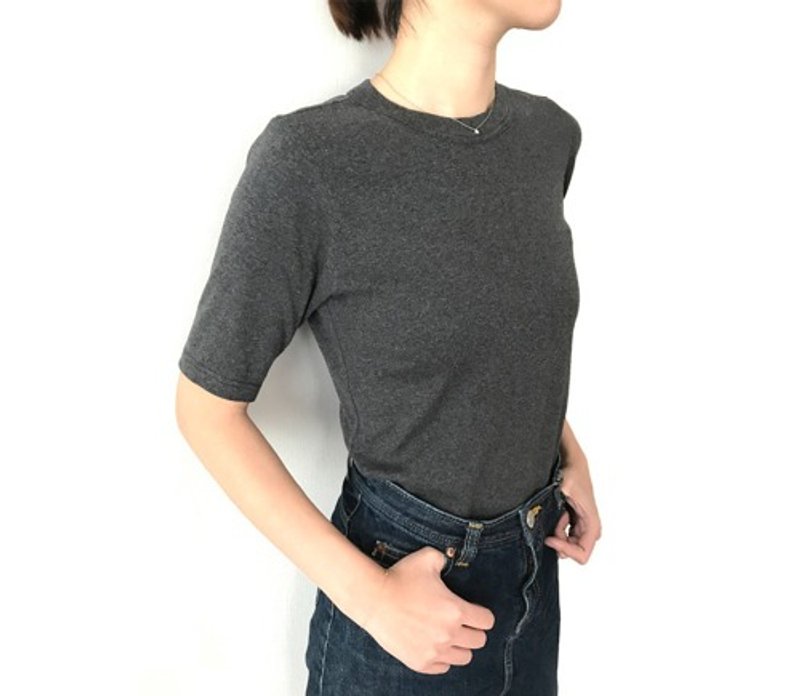 日本製オーガニックコットン 形にこだわった大人の4分袖無地Tシャツ チャコールグレー【サイズ展開有】 - 女上衣/長袖上衣 - 棉．麻 