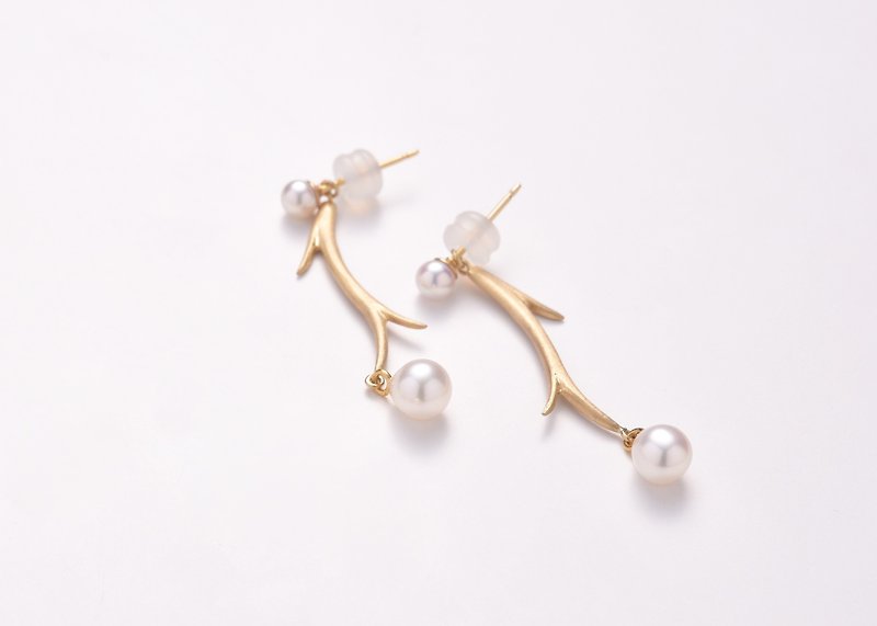 Akoya Pearl Branch Earrings 2 Gold Color - ต่างหู - เครื่องเพชรพลอย สีทอง