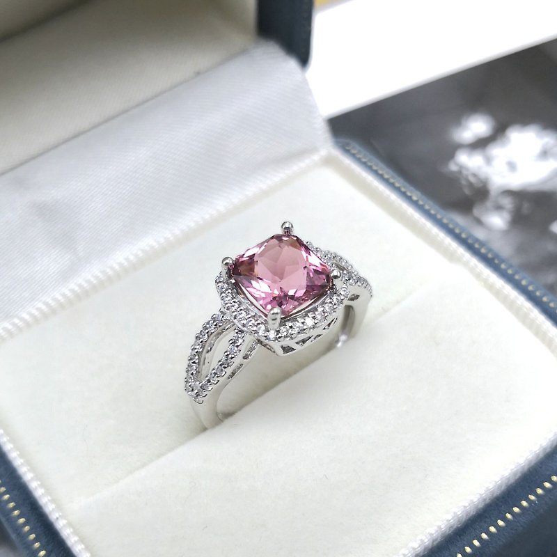 2.1ct 天然粉色碧璽 能量電氣石 晶體透徹 花式切割 珠寶等級 - 戒指 - 純銀 粉紅色