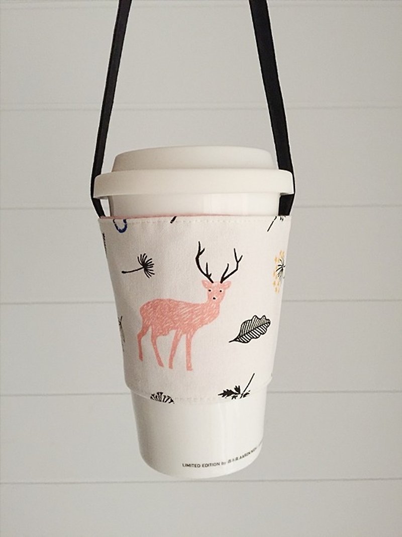 hairmo snow country elk green coffee cup set / drink cup mention - coffee (family .711. McDonald's hand cup) - ถุงใส่กระติกนำ้ - ผ้าฝ้าย/ผ้าลินิน สึชมพู