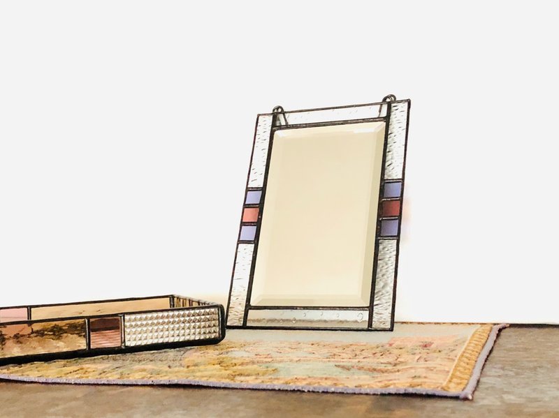 ステンドグラス ミラー Mosaïque ヴィオレ ボルドー - ウォールデコ・壁紙 - ガラス パープル