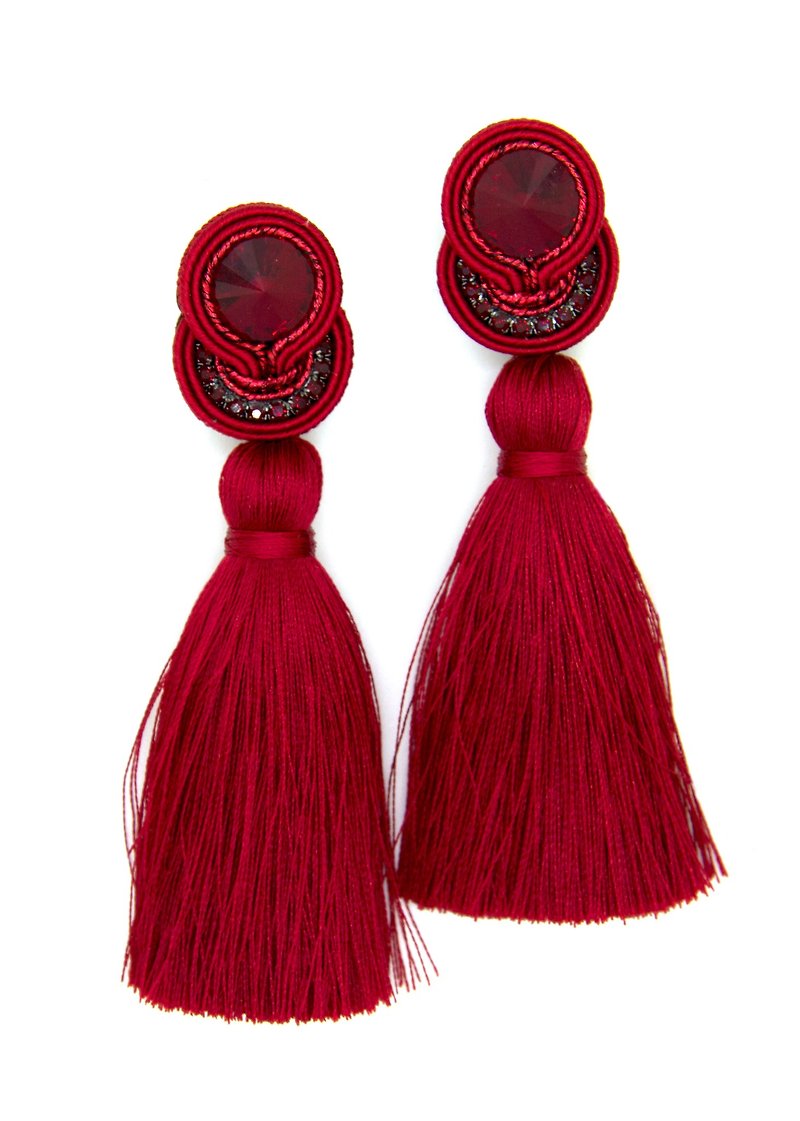 Earrings Vivid Drop Tassel earrings in red Christmas Gift Wrapping - Earrings & Clip-ons - Other Materials Red