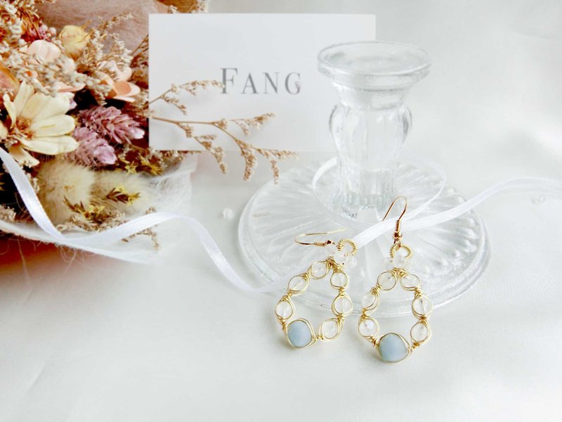 [Baroque Angel] Angel Stone Stone Series Earrings - ต่างหู - เครื่องเพชรพลอย สีน้ำเงิน