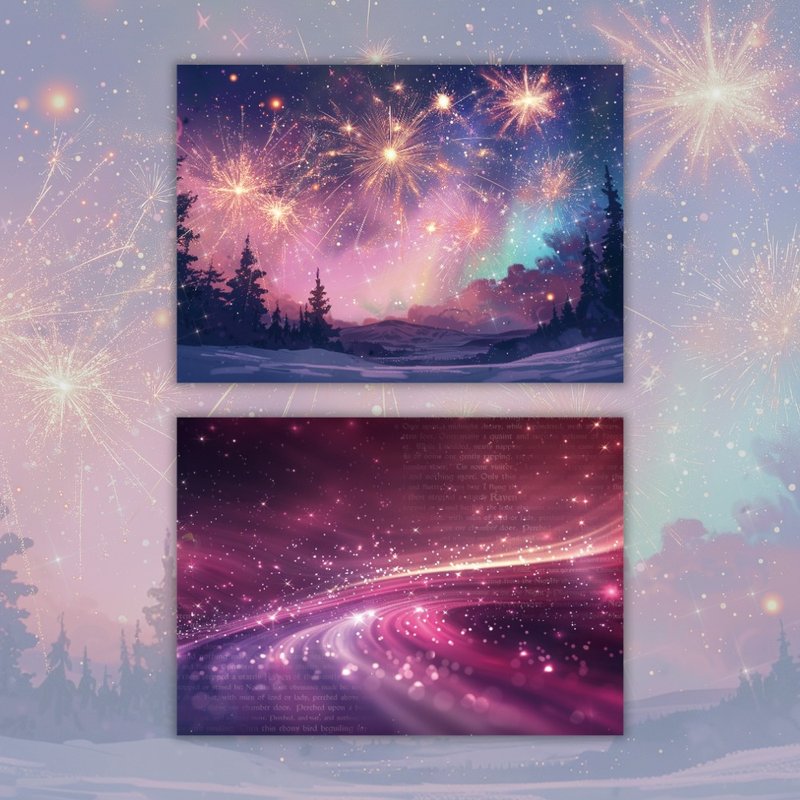 A4. Summer Magic. Fireworks Pink - 卡片/明信片 - 紙 咖啡色