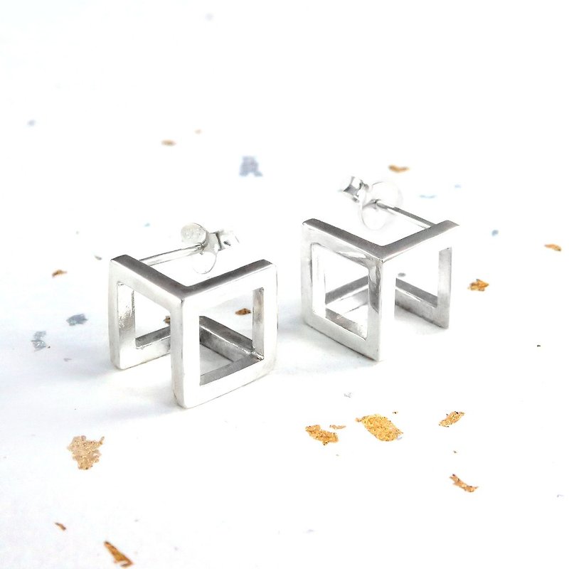 Love message back 925 sterling silver earrings single-left and right optional - ต่างหู - เงินแท้ สีเงิน