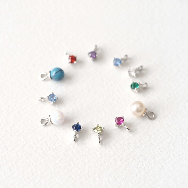 Selectable birthstone necklace Silver 925 - สร้อยคอ - โลหะ หลากหลายสี