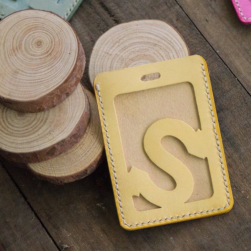 Alphabet Card Holder 【Luggage Tag Version】O-T - Leather Goods - Genuine Leather Yellow
