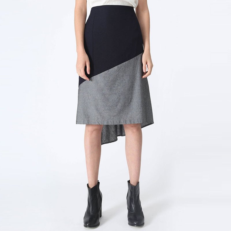 RAVELLO BACK DRAPED BUTTON DETAIL SKIRT IN GREY CLOUD - Skirts - Other Man-Made Fibers Gray