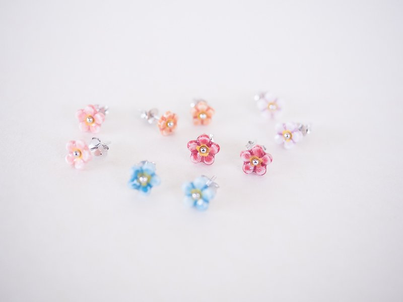 Forget Me Not Porcelain Earring - Sterling Silver 925 - Earrings & Clip-ons - Pottery Multicolor