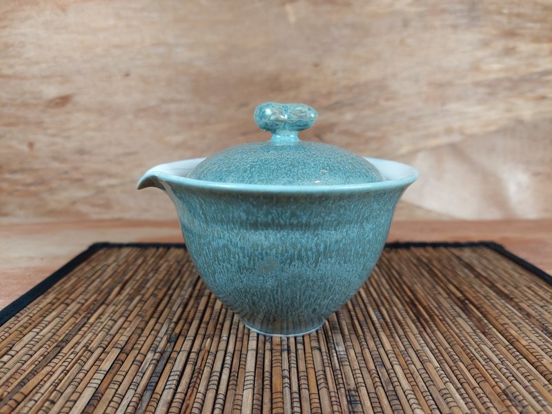 [Taste of Life] The work of Ye Minxiang, a famous Yingge artist, with crab green crystal tureens and cups - ถ้วย - ดินเผา 