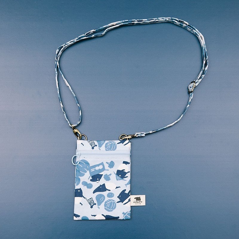 Easy Side Bag/Limited/inBlooom x Cherng - Blue - กระเป๋าแมสเซนเจอร์ - ผ้าฝ้าย/ผ้าลินิน สีน้ำเงิน