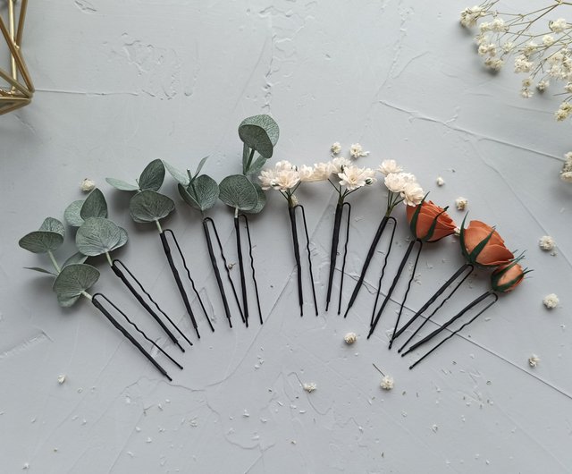 MaggieLynJewellery Sage & Copper Hair Accessories, Sage Green Hair Accessories, Leaf Hair Accessories, Sage Green Hair Clip, Copper Leaf Hair Clip, Leaf Copper