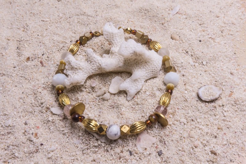 Handmade natural ore brass bracelet | Capricorn - Bracelets - Gemstone Brown