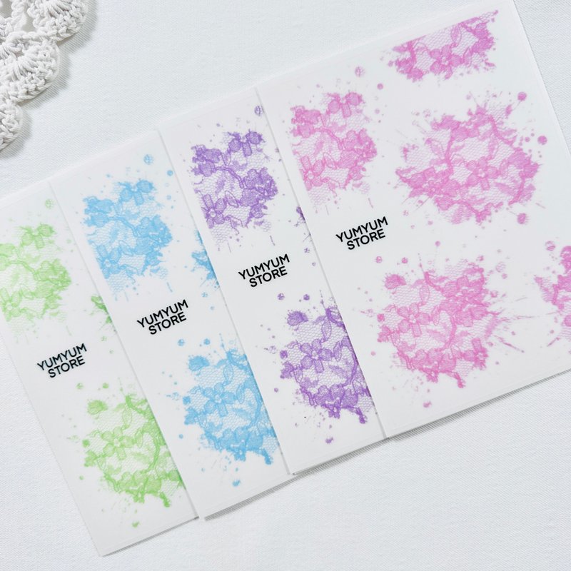 Pastel lace transparent sticker - 貼紙 - 其他材質 