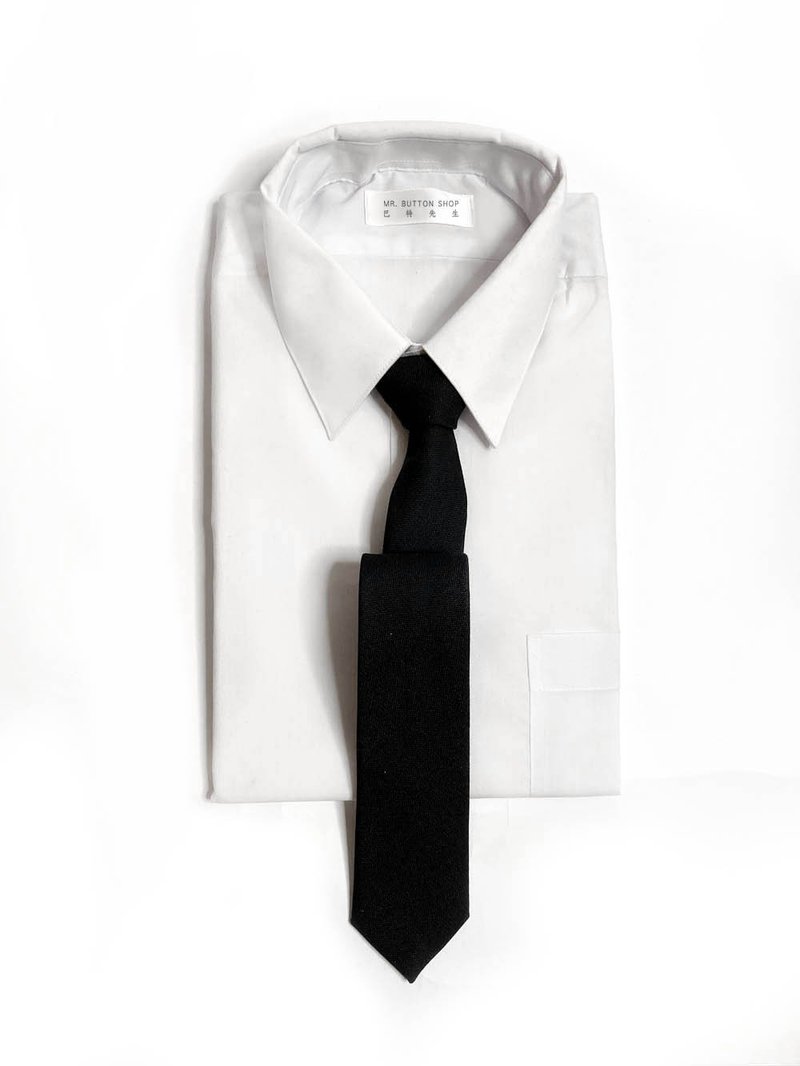 Basic Plain Black Tie Neckties - Ties & Tie Clips - Wool Black