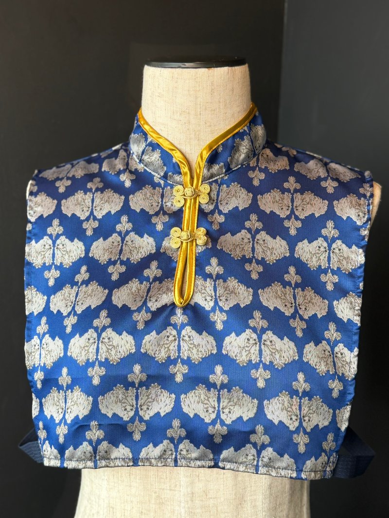 チャイナカラーつけ衿　/ホイップ犬 - チャイナドレス - ポリエステル ブルー