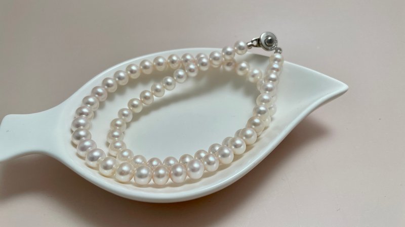 Chain natural seawater pearl akoya cherry blossom pink colorful necklace - สร้อยคอ - ไข่มุก ขาว